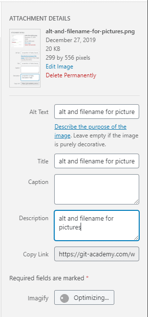 alt and filename for pictures